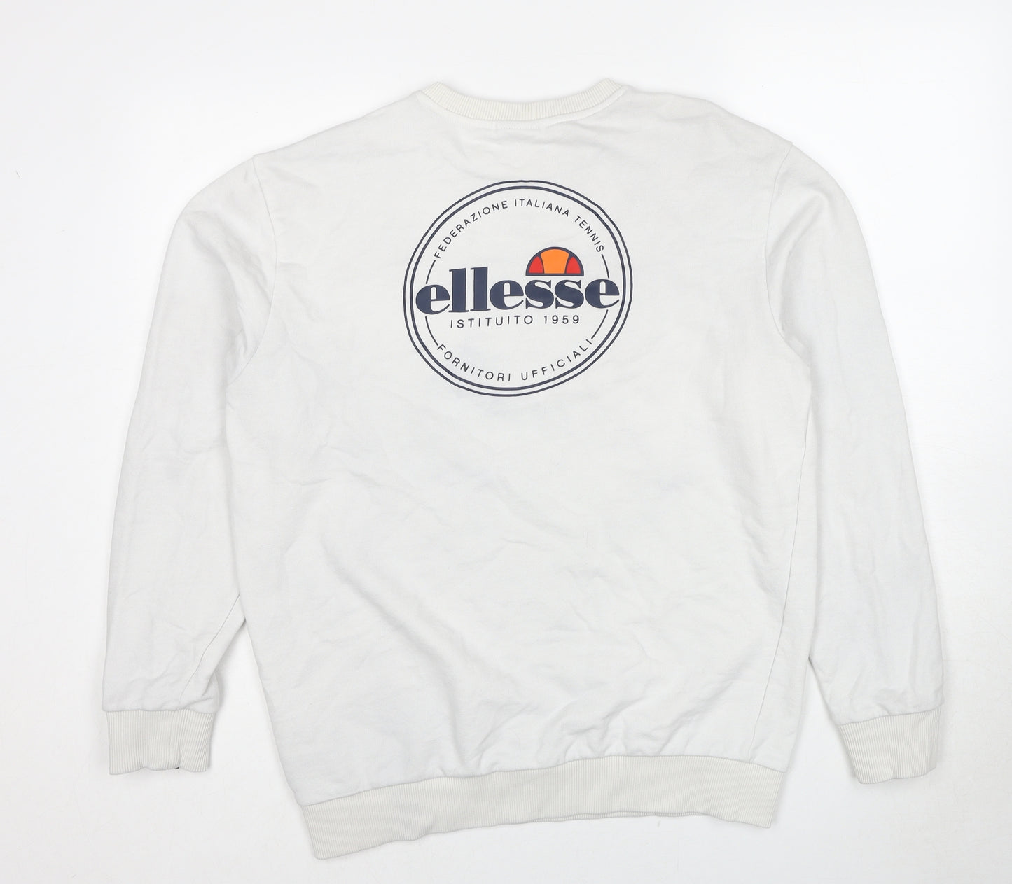 ellesse Mens White Cotton Pullover Sweatshirt Size L