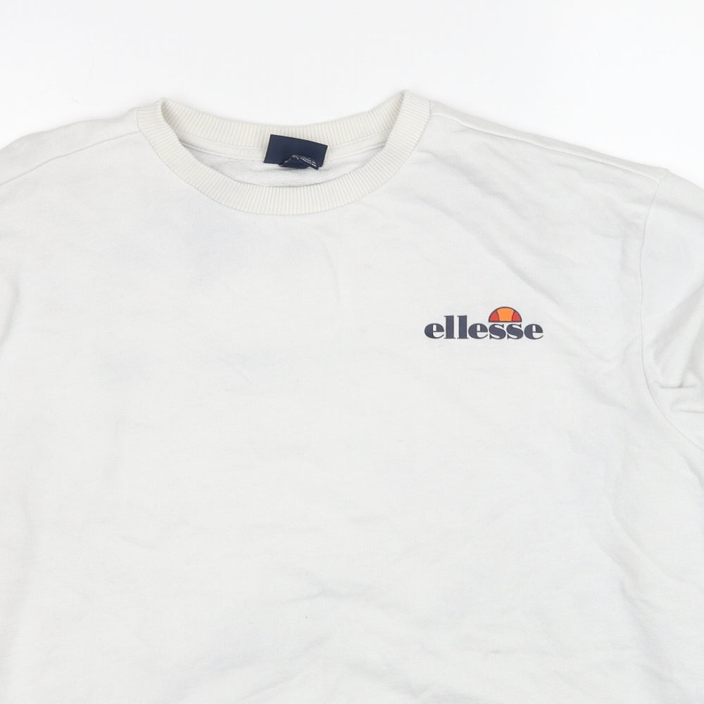 ellesse Mens White Cotton Pullover Sweatshirt Size L