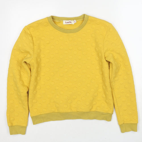 Louche Womens Yellow Polka Dot Polyester Pullover Sweatshirt Size 8 Pullover