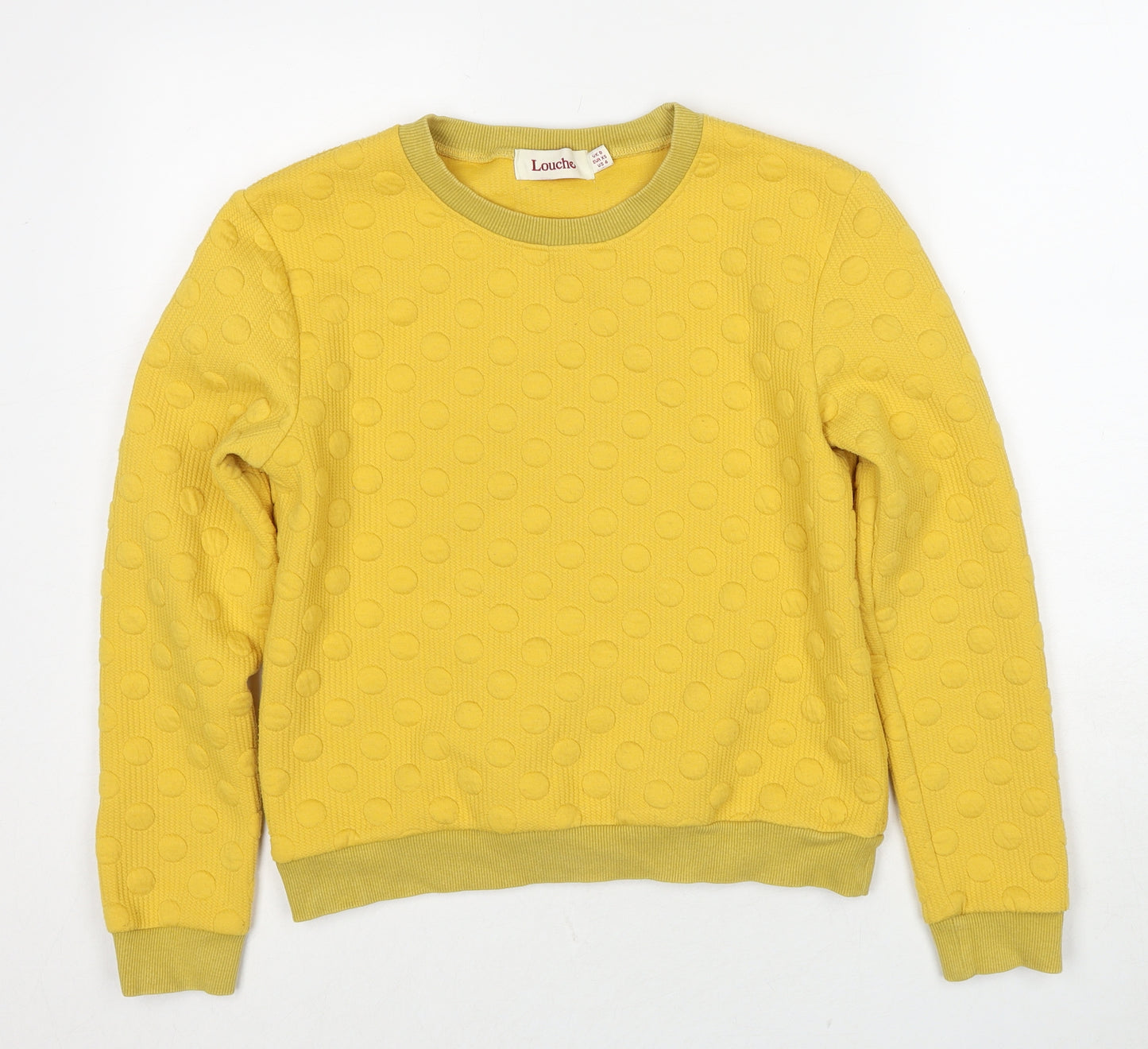 Louche Womens Yellow Polka Dot Polyester Pullover Sweatshirt Size 8 Pullover