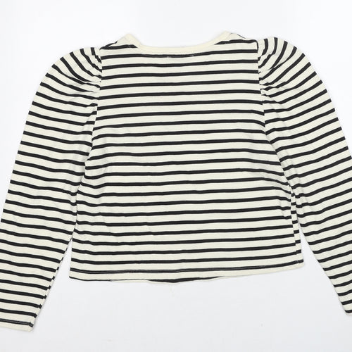 Zara Womens Black Striped Cotton Pullover Sweatshirt Size M Pullover