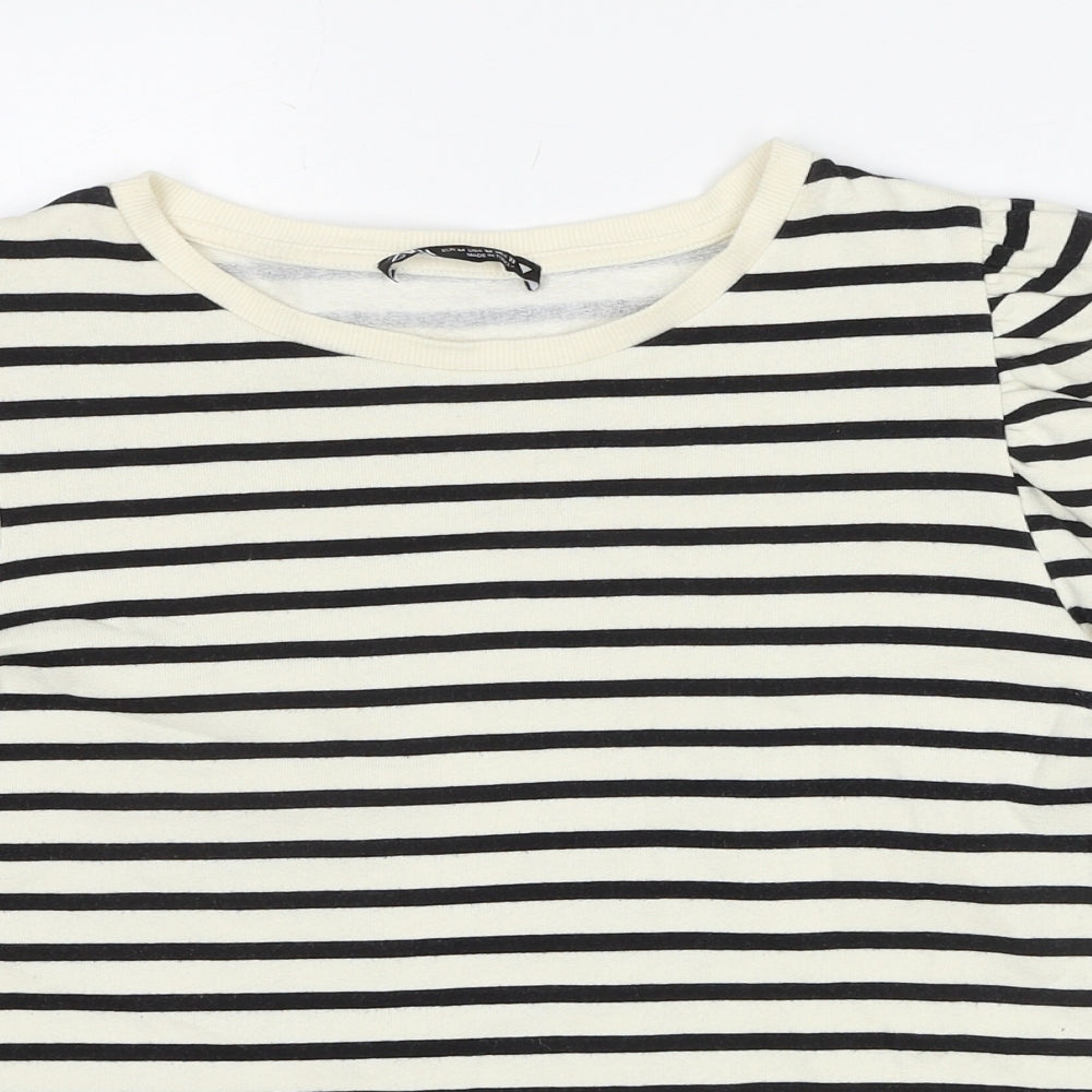 Zara Womens Black Striped Cotton Pullover Sweatshirt Size M Pullover