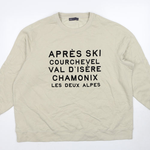 Marks and Spencer Mens Beige Cotton Pullover Sweatshirt Size XL