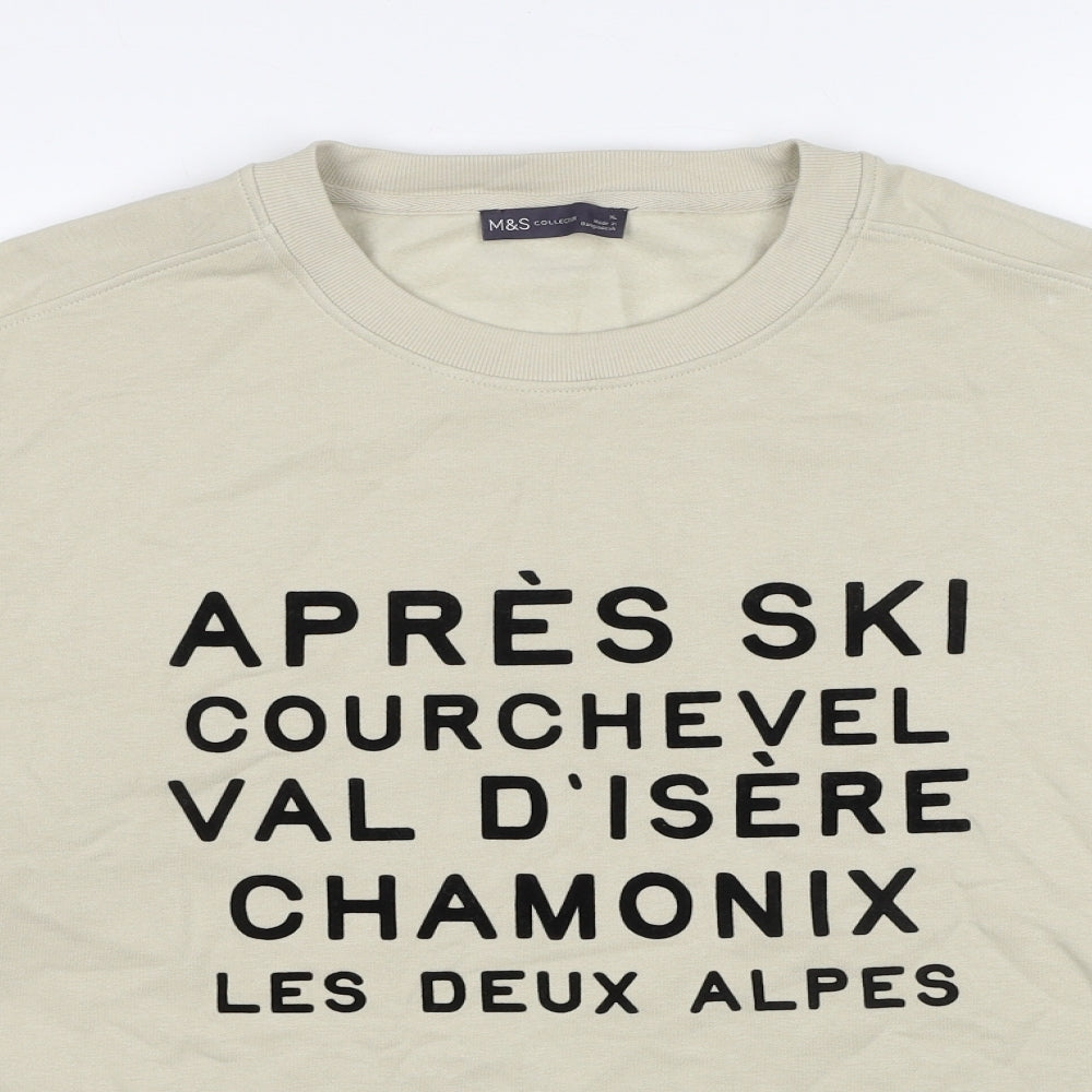 Marks and Spencer Mens Beige Cotton Pullover Sweatshirt Size XL