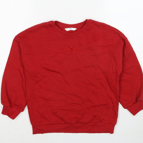 Marks and Spencer Boys Red Cotton Pullover Sweatshirt Size 8-9 Years Pullover