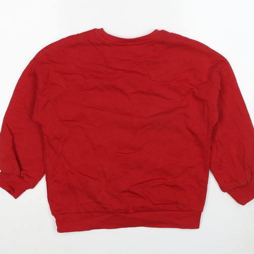 Marks and Spencer Boys Red Cotton Pullover Sweatshirt Size 8-9 Years Pullover