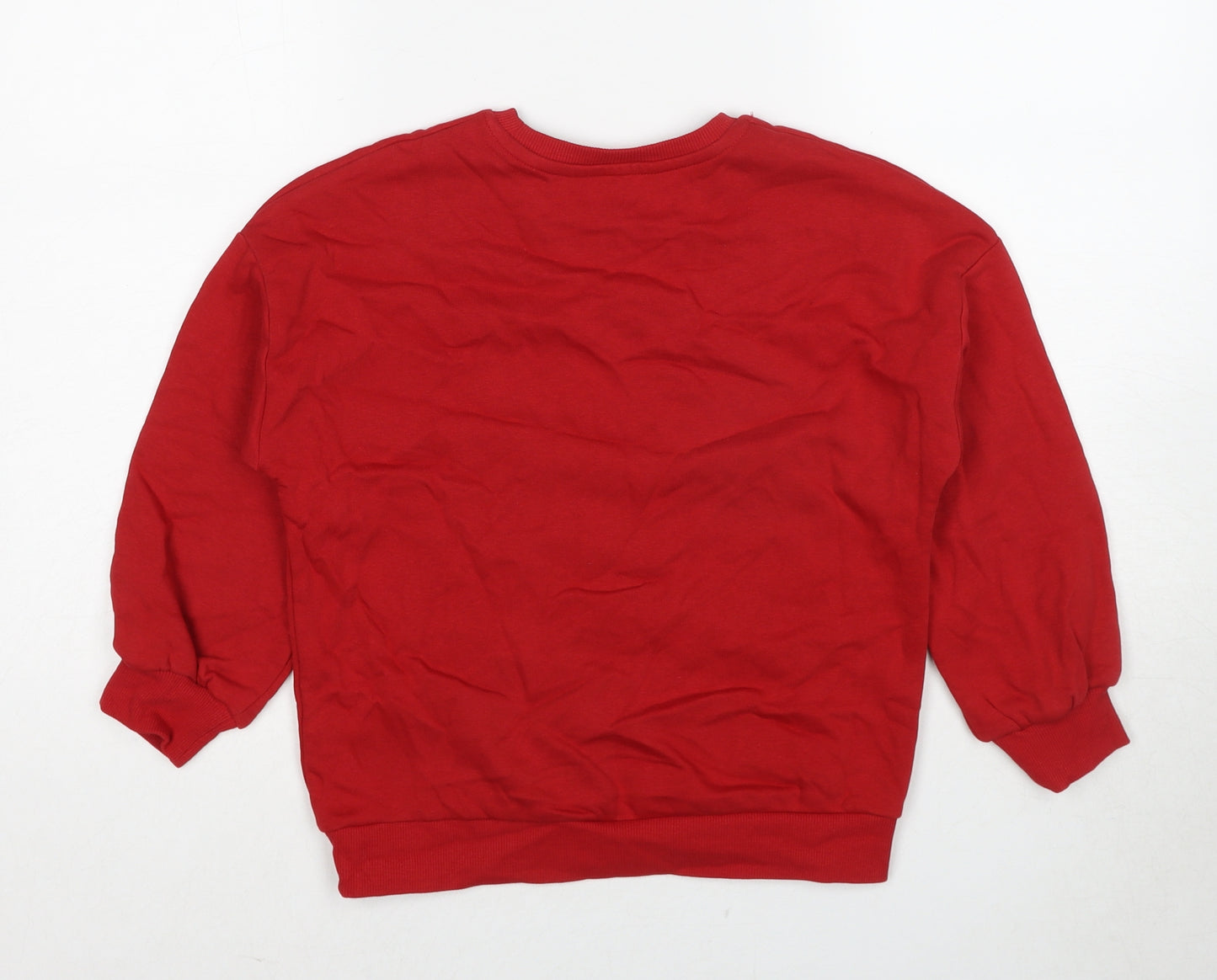 Marks and Spencer Boys Red Cotton Pullover Sweatshirt Size 8-9 Years Pullover