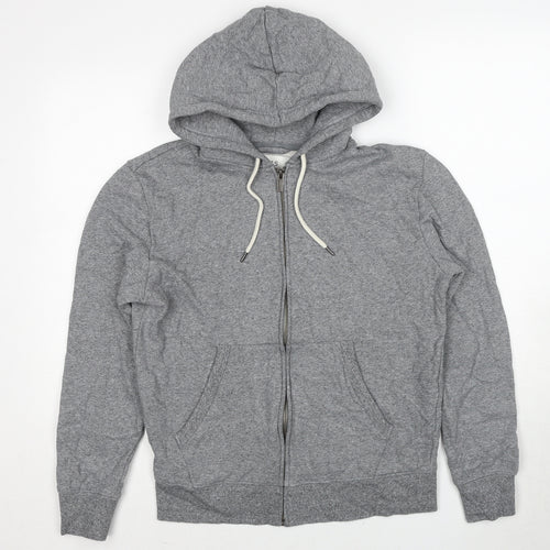 Marks and Spencer Mens Grey Cotton Full Zip Hoodie Size L