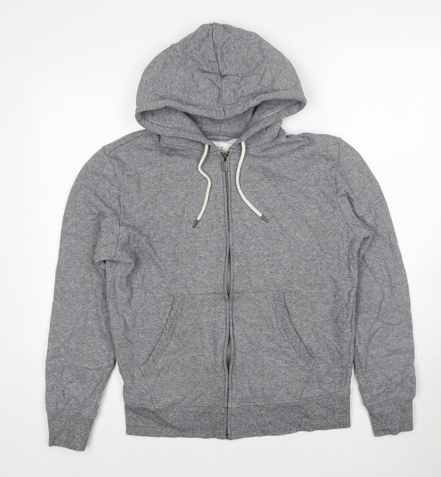 Marks and Spencer Mens Grey Cotton Full Zip Hoodie Size L