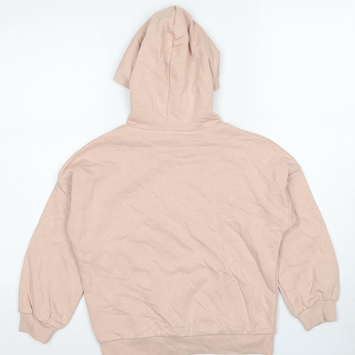 Marks and Spencer Girls Pink Cotton Pullover Hoodie Size 8-9 Years Pullover
