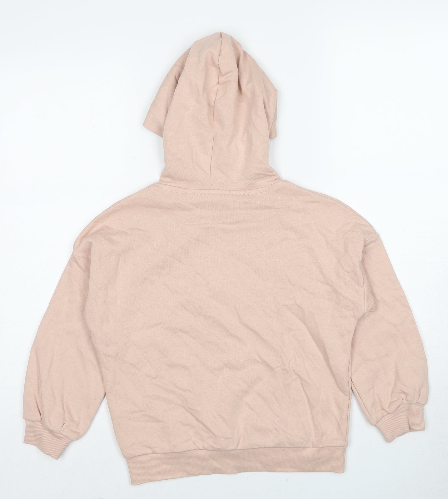 Marks and Spencer Girls Pink Cotton Pullover Hoodie Size 8-9 Years Pullover