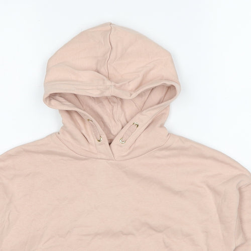 Marks and Spencer Girls Pink Cotton Pullover Hoodie Size 8-9 Years Pullover