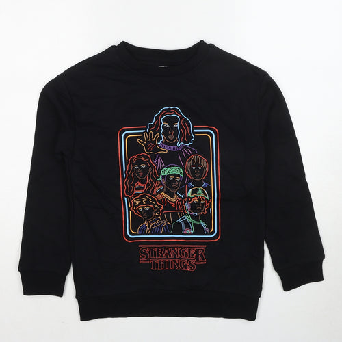 Netflix Boys Black Cotton Pullover Sweatshirt Size 10-11 Years Pullover - Stranger Things