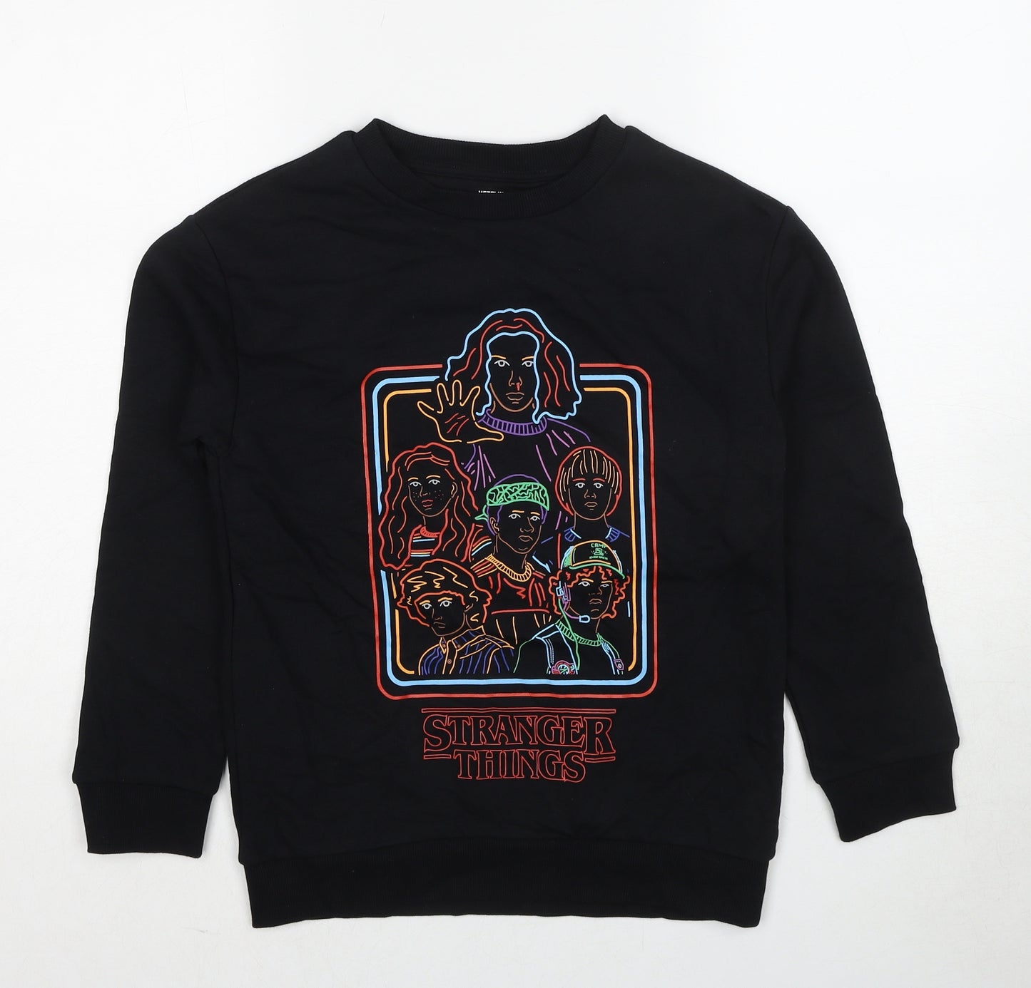 Netflix Boys Black Cotton Pullover Sweatshirt Size 10-11 Years Pullover - Stranger Things