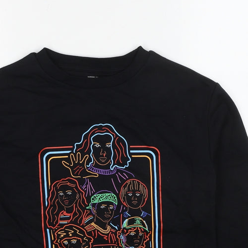 Netflix Boys Black Cotton Pullover Sweatshirt Size 10-11 Years Pullover - Stranger Things