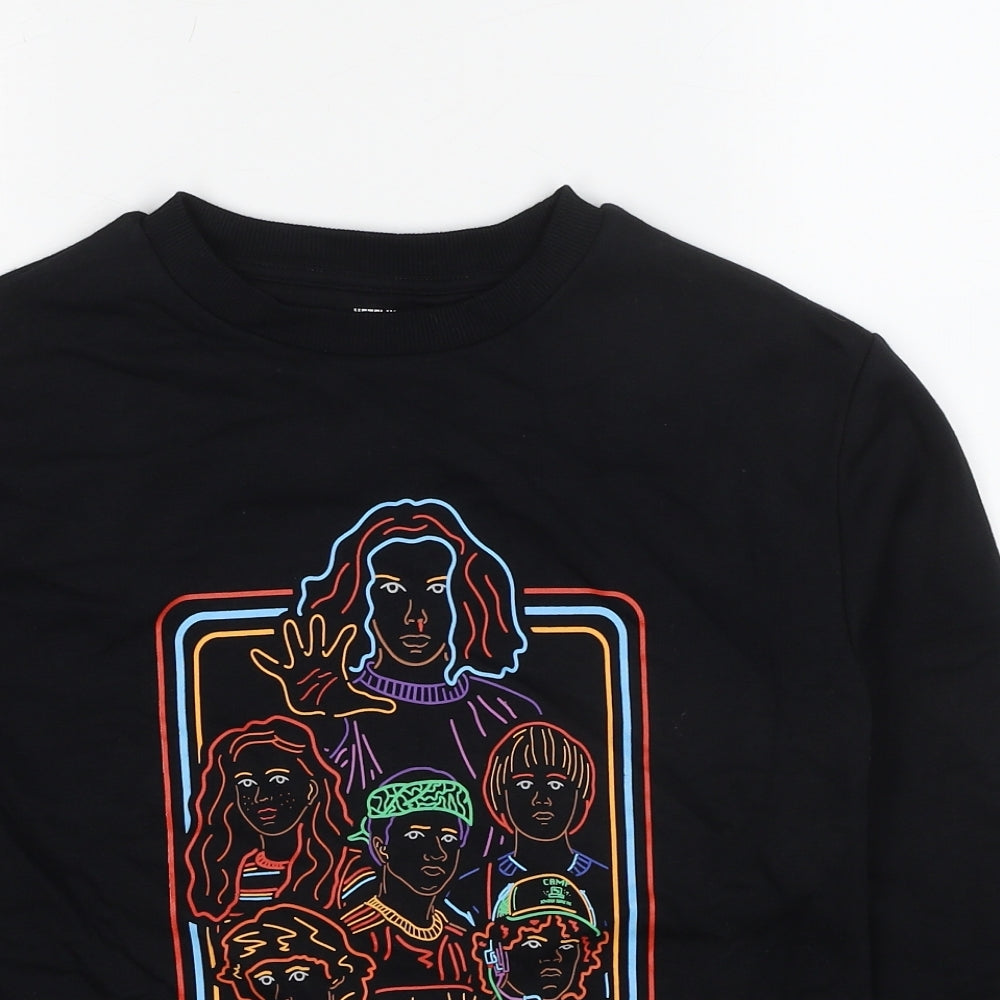Netflix Boys Black Cotton Pullover Sweatshirt Size 10-11 Years Pullover - Stranger Things