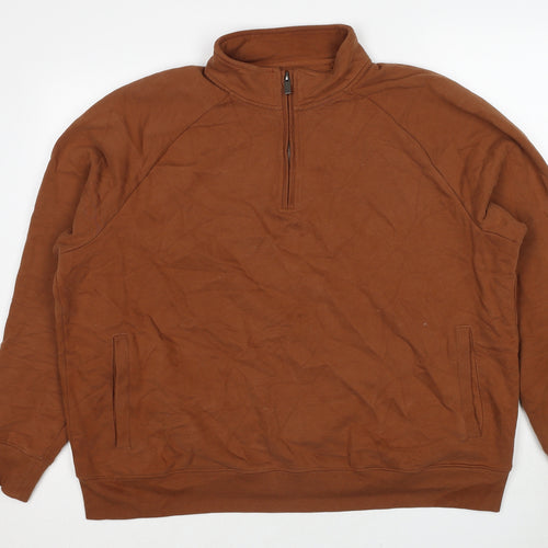 Marks and Spencer Mens Brown Polyester Henley Sweatshirt Size 2XL