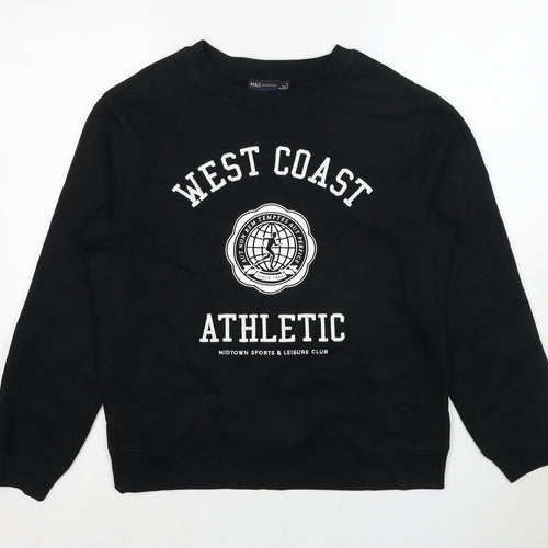 Marks and Spencer Womens Black Cotton Pullover Sweatshirt Size S Pullover