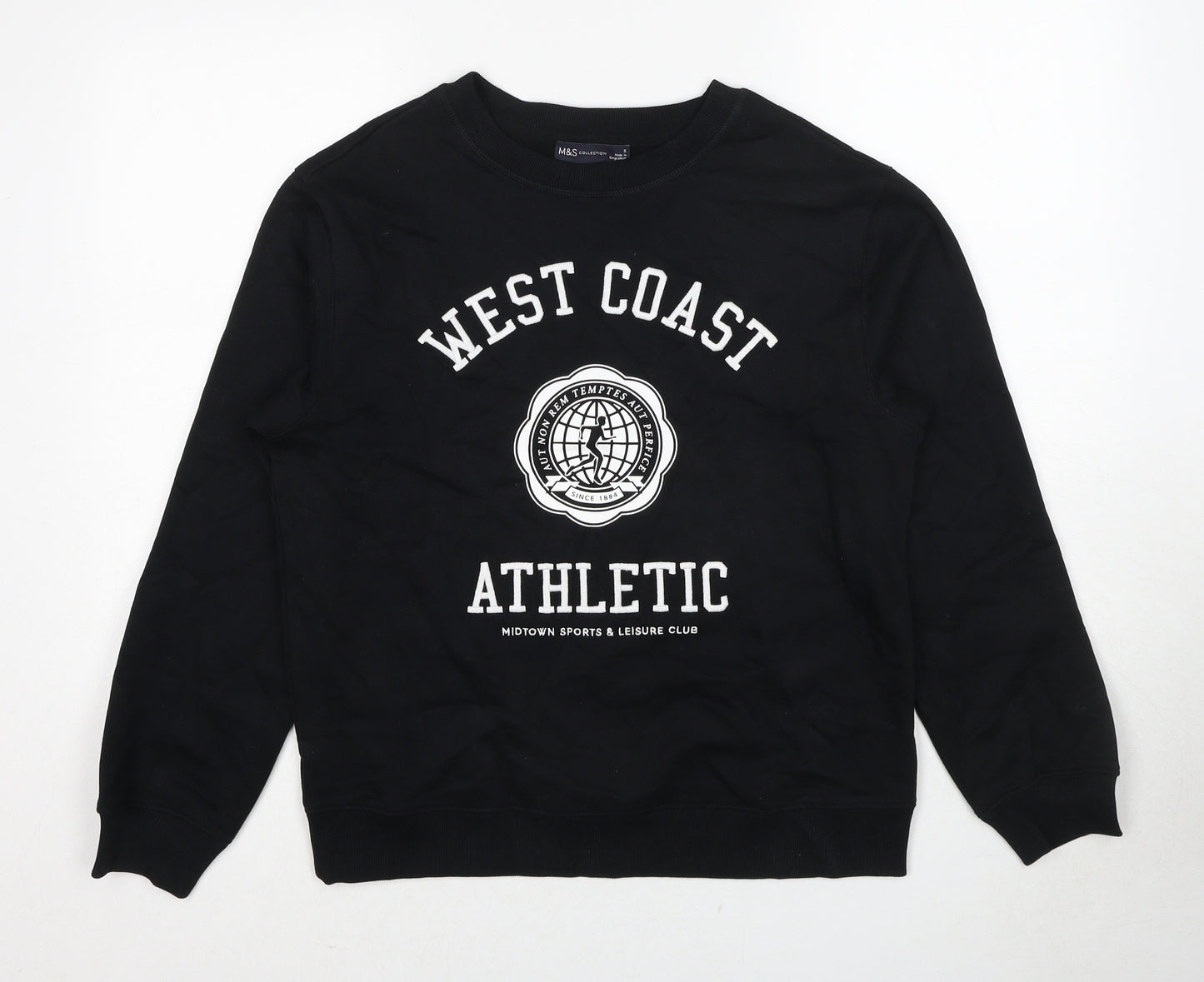 Marks and Spencer Womens Black Cotton Pullover Sweatshirt Size S Pullover