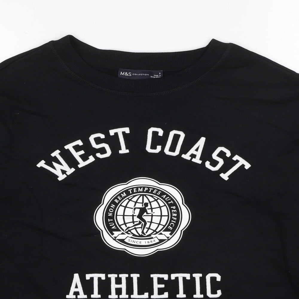 Marks and Spencer Womens Black Cotton Pullover Sweatshirt Size S Pullover