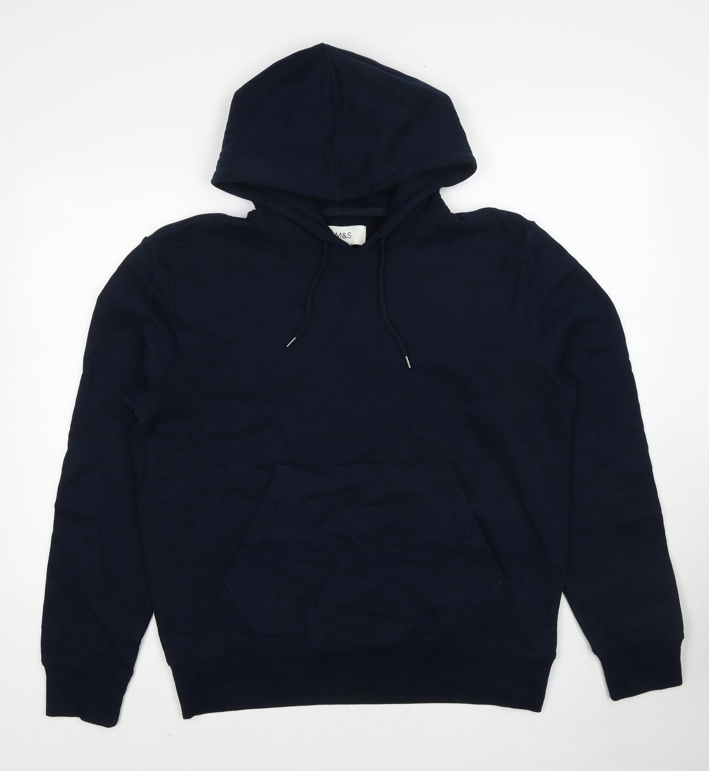 Marks and Spencer Mens Blue Cotton Pullover Hoodie Size M