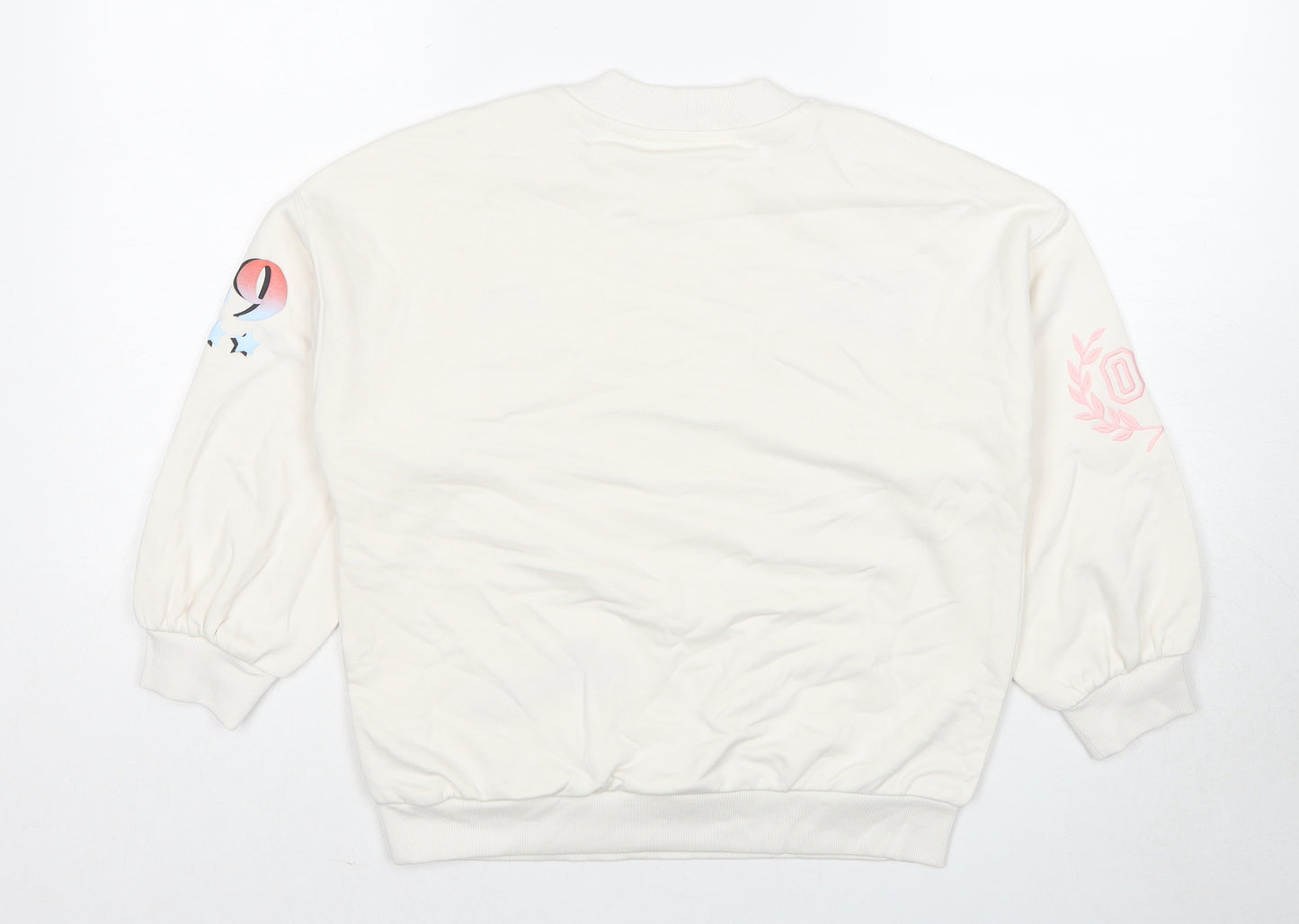 Marks and Spencer Girls White Cotton Pullover Sweatshirt Size 9-10 Years Pullover - Slogan