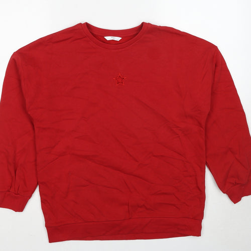 Marks and Spencer Girls Red Cotton Pullover Sweatshirt Size 13-14 Years Pullover