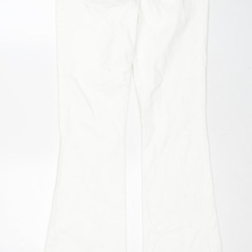 Zara Womens White Cotton Flared Jeans Size 10 Regular Zip