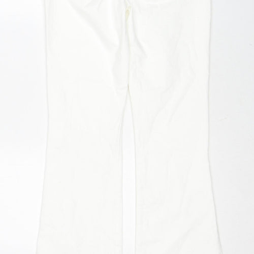 Zara Womens White Cotton Flared Jeans Size 10 Regular Zip