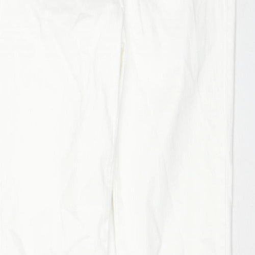 Zara Womens White Cotton Flared Jeans Size 10 Regular Zip