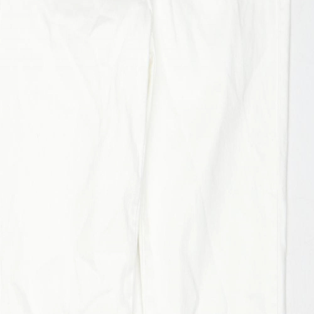 Zara Womens White Cotton Flared Jeans Size 10 Regular Zip
