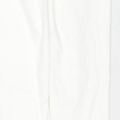 Zara Womens White Cotton Flared Jeans Size 10 Regular Zip