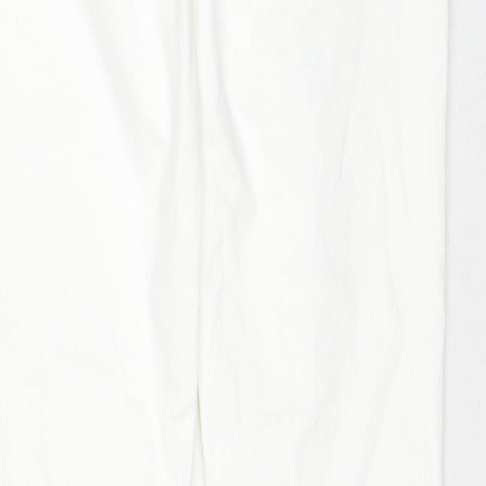 Zara Womens White Cotton Flared Jeans Size 10 Regular Zip