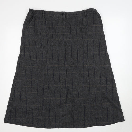 Cotton Traders Womens Grey Herringbone Polyester A-Line Skirt Size 18 Zip