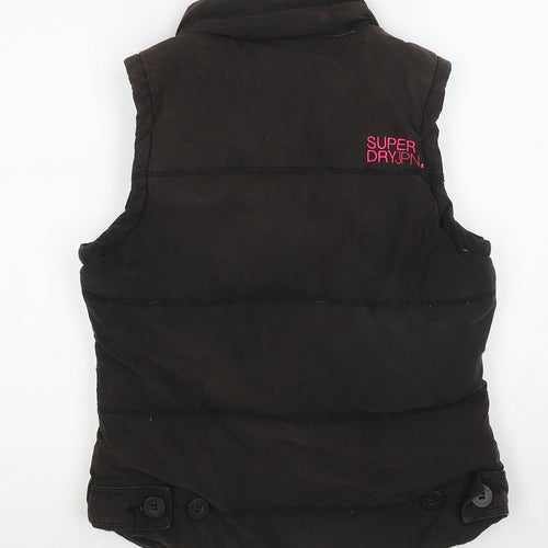 Superdry Womens Black Quilted Waistcoat Size M Zip