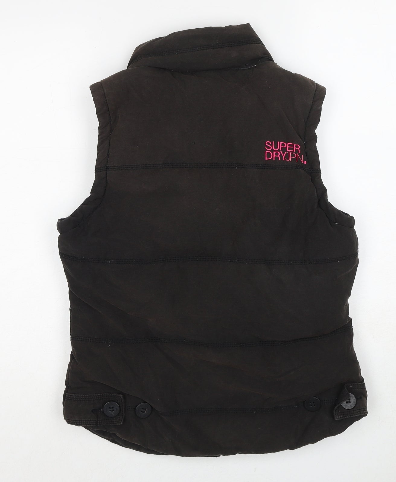 Superdry Womens Black Quilted Waistcoat Size M Zip