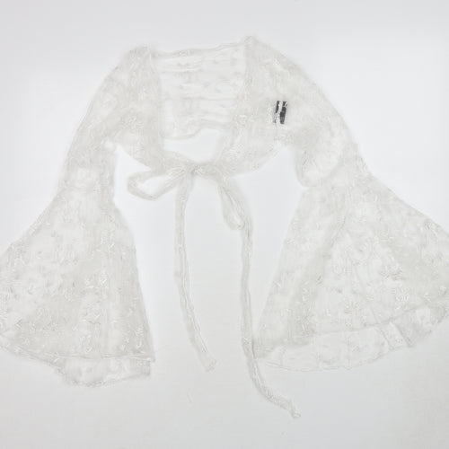 Cider Womens White Polyester Wrap Blouse Size S V-Neck - Cropped