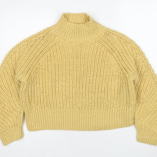 H&M Womens Yellow Mock Neck Polyester Pullover Jumper Size M