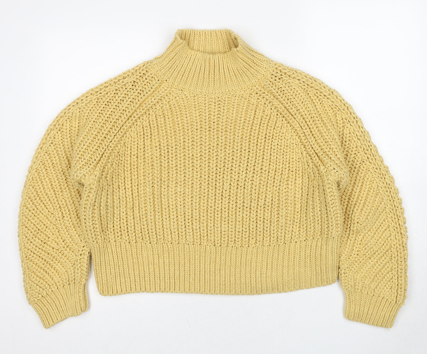 H&M Womens Yellow Mock Neck Polyester Pullover Jumper Size M