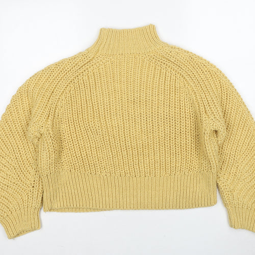H&M Womens Yellow Mock Neck Polyester Pullover Jumper Size M