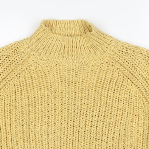H&M Womens Yellow Mock Neck Polyester Pullover Jumper Size M