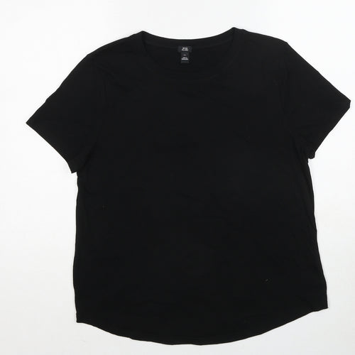 River Island Womens Black Cotton Basic T-Shirt Size 12 Round Neck