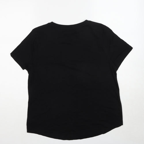 River Island Womens Black Cotton Basic T-Shirt Size 12 Round Neck