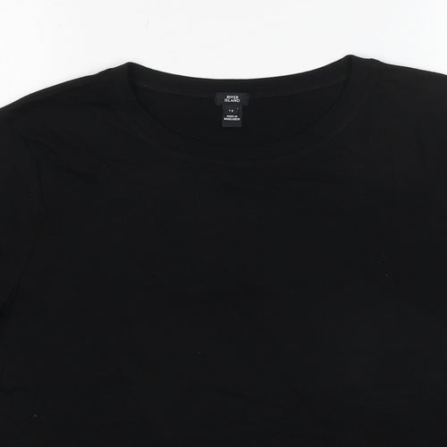 River Island Womens Black Cotton Basic T-Shirt Size 12 Round Neck