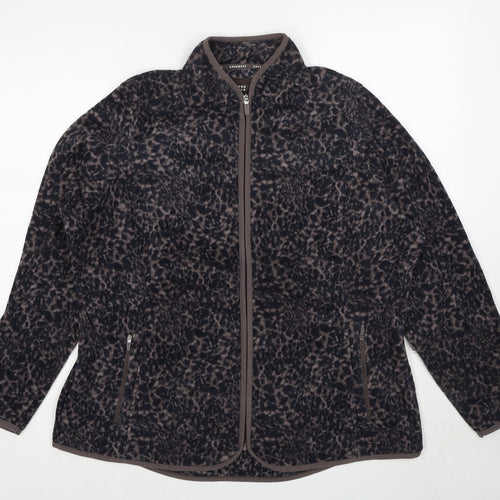 GOODMOVE Womens Black Animal Print Jacket Size 20 Zip - Leopard Pattern