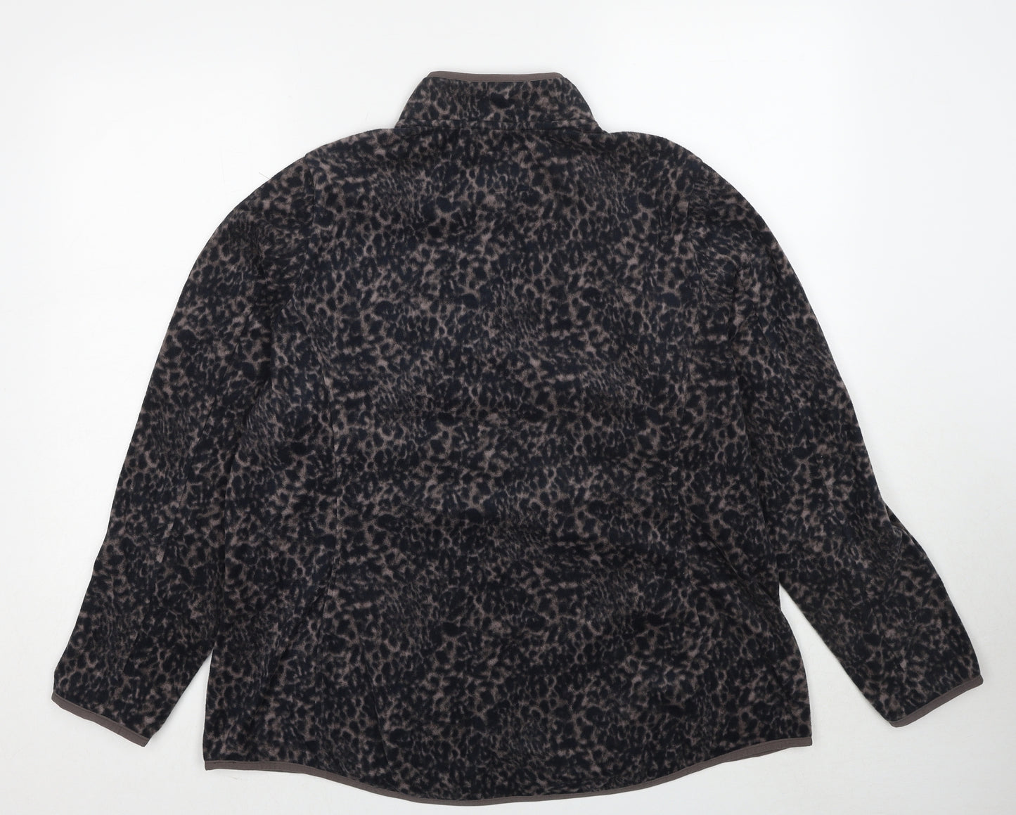 GOODMOVE Womens Black Animal Print Jacket Size 20 Zip - Leopard Pattern