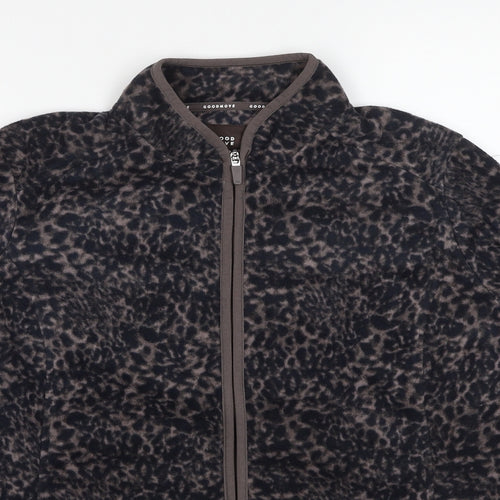 GOODMOVE Womens Black Animal Print Jacket Size 20 Zip - Leopard Pattern