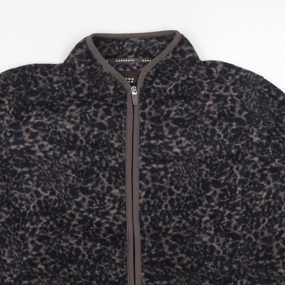 GOODMOVE Womens Black Animal Print Jacket Size 20 Zip - Leopard Pattern