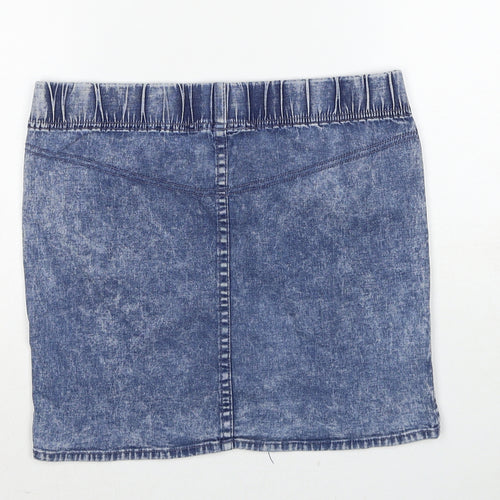 H&M Womens Blue Cotton A-Line Skirt Size 14