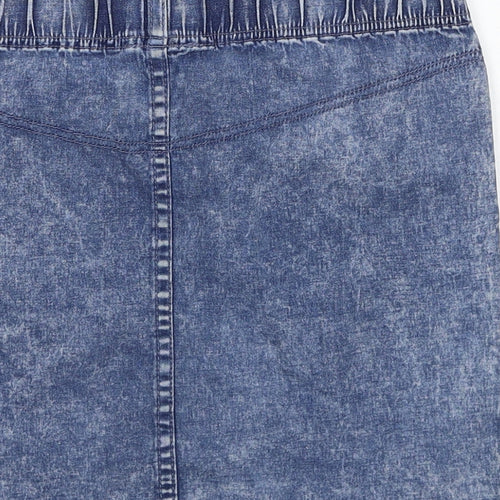 H&M Womens Blue Cotton A-Line Skirt Size 14